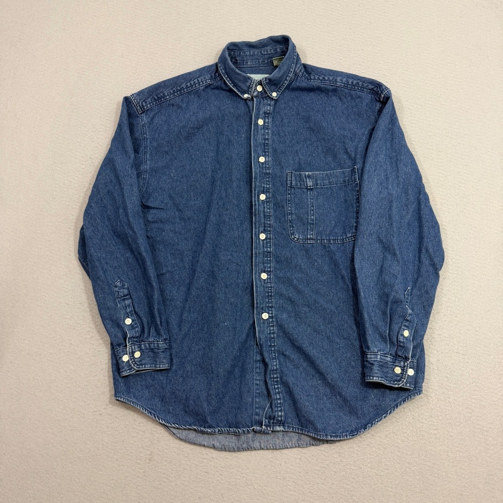 Vintage St. John's Bay Denim Shirt Large Denim Long Sleeve Button Down 90s Fall